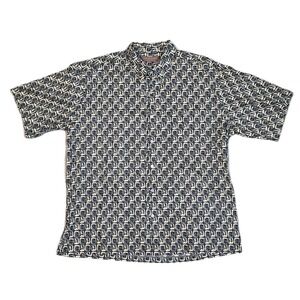 Tori Richard Mens XL Hawaiian Camp Shirt Cotton Lawn Palm Tree Geometric Print